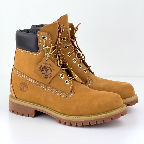 Men’s Timberland 6” Inch CLASSIC Premium BOOTS 10061 Wheat Nubuck NEW Size 8 - Picture 5 of 15